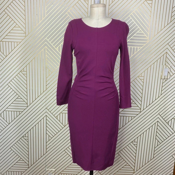 Kobi Halperin Ruched Sheath Dress Purple Fuchsia - Picture 1 of 12